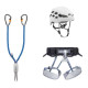KIT VIA FERRATA VERTIGO  Kit da via ferrata composto da un cordino SCORPIO VERTIGO, un’imbracatura CORAX e un casco BOREO