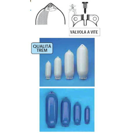 Parabordi cilindrici blu e bianchi Trem GONFIABILI